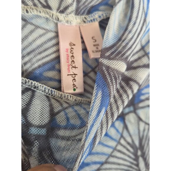 Sweet Pea Stacy Frati Womens Y2K Blue Retro Geometric Mesh Top Size S Fairy - Picture 2 of 5